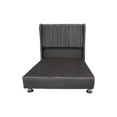 MUEBLES MACRUMO - Cama tapizada Barcelona en "P" - 1.5 Plz - color gris oscuro