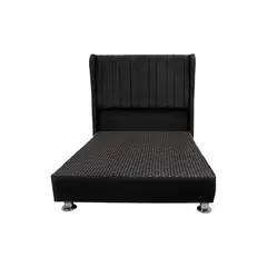 MUEBLES MACRUMO - Cama tapizada Barcelona en "P" - 2 Plz - Color negro