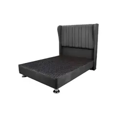 MUEBLES MACRUMO - Cama tapizada barcelona en "P" - 1.5 plz - color gris oscuro