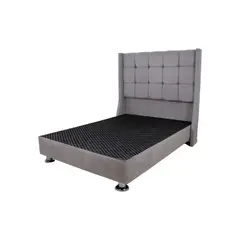 MUEBLES MACRUMO - Cama tapizada Atenas - 2 Plz - Color gris plata