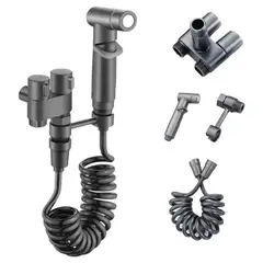 GENERICO - Ducha Bide premium color gun metal grafito con manguera resorte