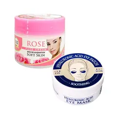 NEVADA NATURAL PRODUCTS - Crema facial extracto Rosa + Parches de Ojos Ácido Hialurónico