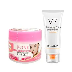 NEVADA NATURAL PRODUCTS - Crema facial extracto Rosa + Crema Limpiador Facial de Leche