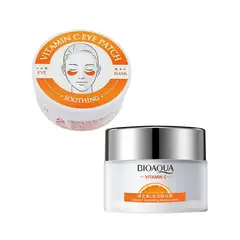 BIOAQUA - Crema Facial Hidratante Vitamina C + Parche de Ojos Vitamina C