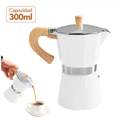 KELLER - Cafetera Italiana Moka Café Expreso de 300 ml Blanco CF8