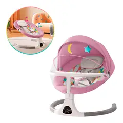BUYPAL - Mecedora para Bebe Electrica Bluetooth Mosquitero Rosado