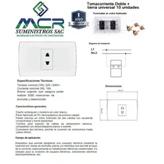 GENERICO - Tomacorriente simple universal blanco x 2und