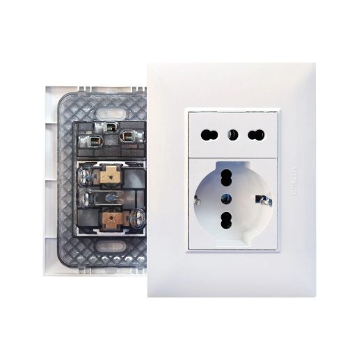 Tomacorriente Doble Schuko + Toma Universal KF4237