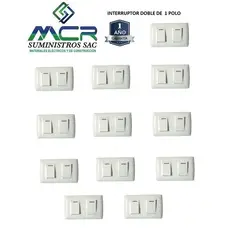 GENERICO - INTERRUPTOR DOBLE BLANCO 1 POLO PACK 12 UND