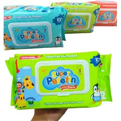 GENERICO - Set de 3 toallitas humedos paños suaves petetin 100 unid