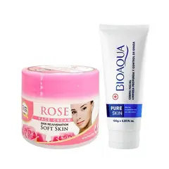 NEVADA NATURAL PRODUCTS - Crema facial extracto de Rosa + Crema Limpiadora Antiacné