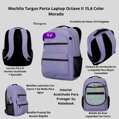 TARGUS - Mochila Porta Laptop 15,6 Targus-Morado
