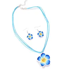 GENERICO - Set collar y aretes flores azules