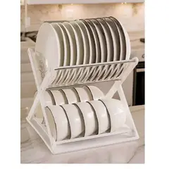 ABS - Escurridor De Platos Con Diseño En X Color Blanco