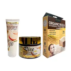 WOKALI - Combo Exfoliante + Crema Facial + Mascarilla De Arroz