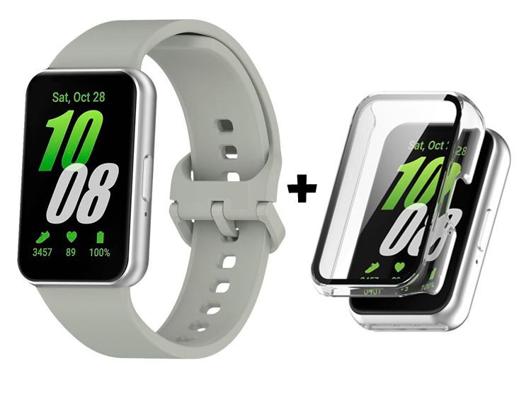 Correa De Silicona Gris + Case Bumper Clear para Samsung Galaxy Fit 3