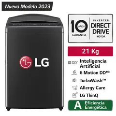 LG - Lavadora 21Kg - AI DD™ - ThinQ - 6 Motion DD™ Carga Superior Negro Plateado WT21PBV6