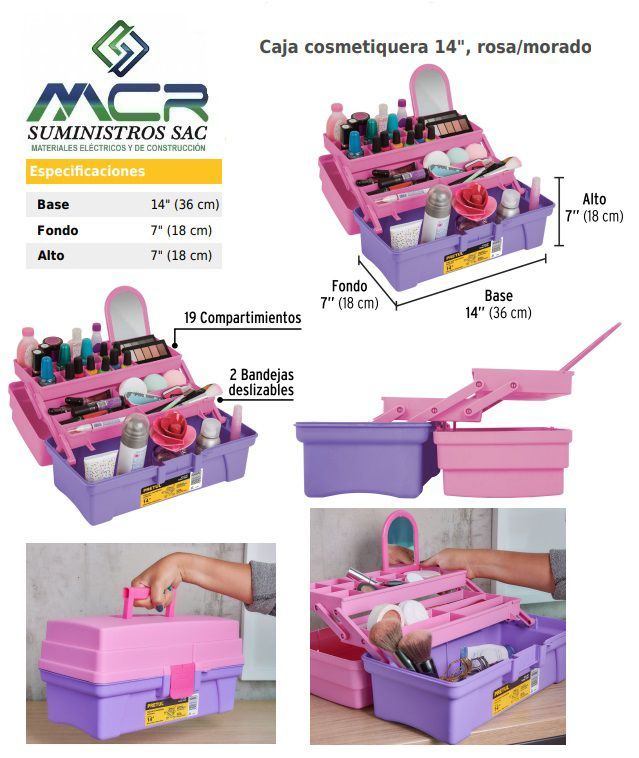 Caja para cosmeticos y maquillaje de 14 pulgadas (36cm)