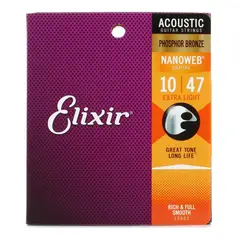 ELIXIR - Cuerdas Calibre 10 Nanoweb Guitarra Acustica 16002