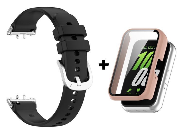 Correa De Silicona Negro + Case Bumper Nude para Samsung Galaxy Fit 3