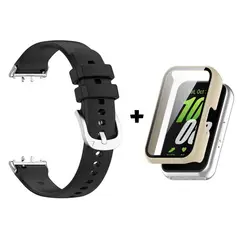 GENERICO - Correa De Silicona Negro + Case Bumper Beige para Samsung Galaxy Fit 3