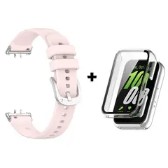 GENERICO - Correa De Silicona Nude + Case Bumper Plata para Samsung Galaxy Fit 3