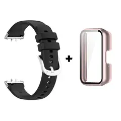 GENERICO - Correa De Silicona Negro + Bumper Rosa Gold para Samsung Galaxy Fit 3
