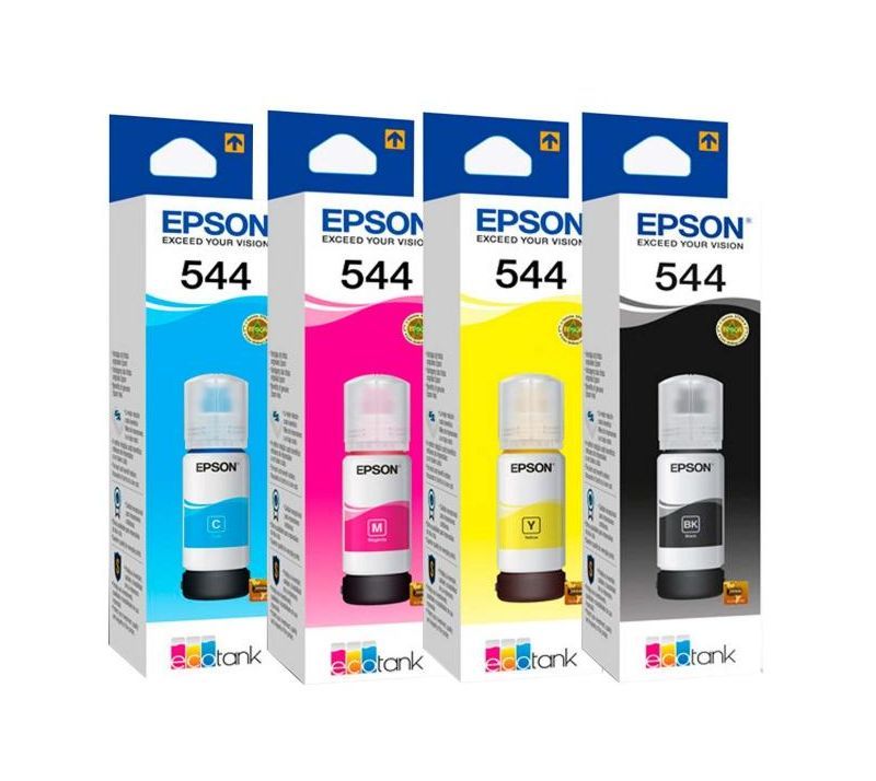 Combo Tintas T544 Amarillo Cian Magenta Negro Caja