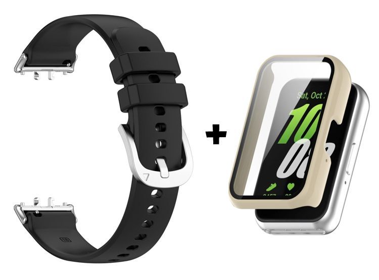 Correa de Silicona Negro + Case Bumper Beige para Samsung Galaxy Fit 3