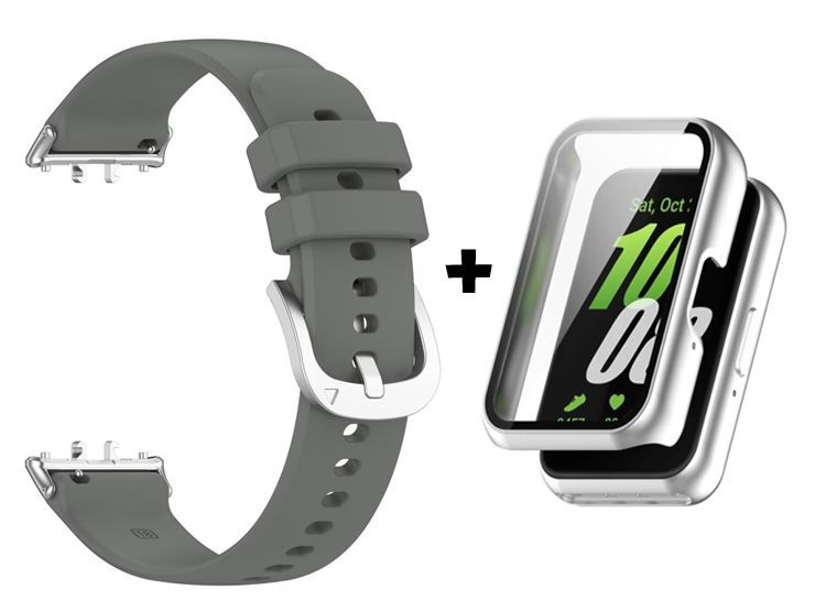 Correa de Silicona Gris + Case Bumper Plata para Samsung Galaxy Fit 3