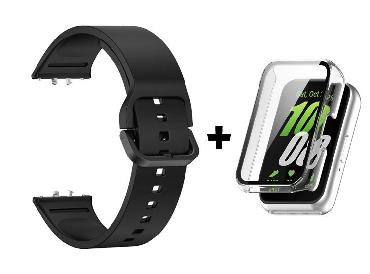 Correa de Silicona Negro + Case Bumper Clear para Samsung Galaxy Fit 3