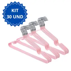 GENERICO - 30 Ganchos Colgadores Para Ropa color Rosado
