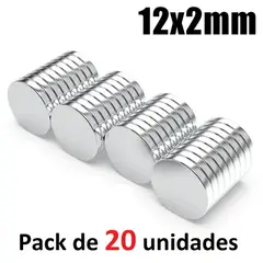 GENERICO - Imanes De Neodimio Modelo Disco 12mmx2mm Pack 20 unds