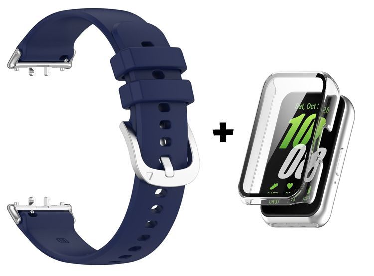 Correa de Silicona Azul + Case Bumper Clear para Samsung Galaxy Fit 3