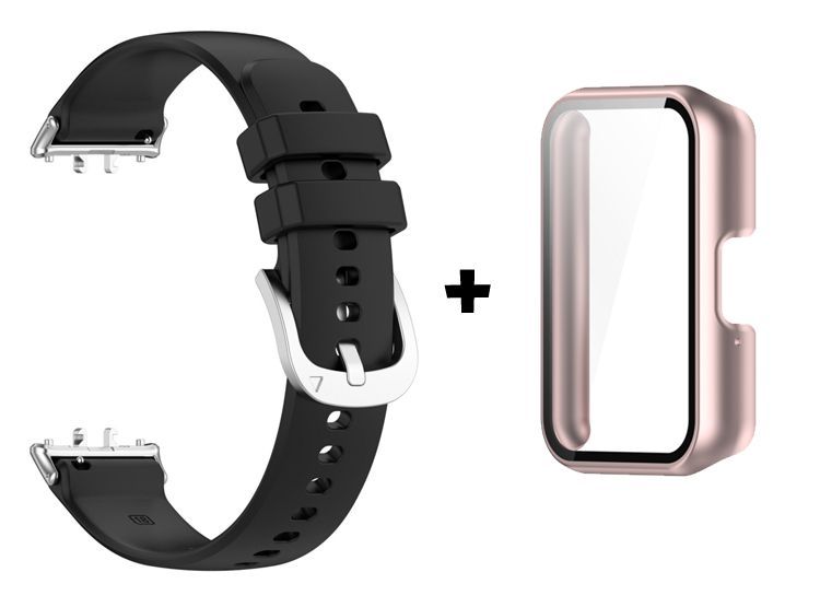 Correa de Silicona Negro + Case Bumper Rosa Gold para Samsung Galaxy Fit 3