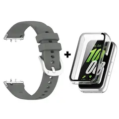 GENERICO - Correa de Silicona Gris + Case Bumper Clear para Samsung Galaxy Fit 3
