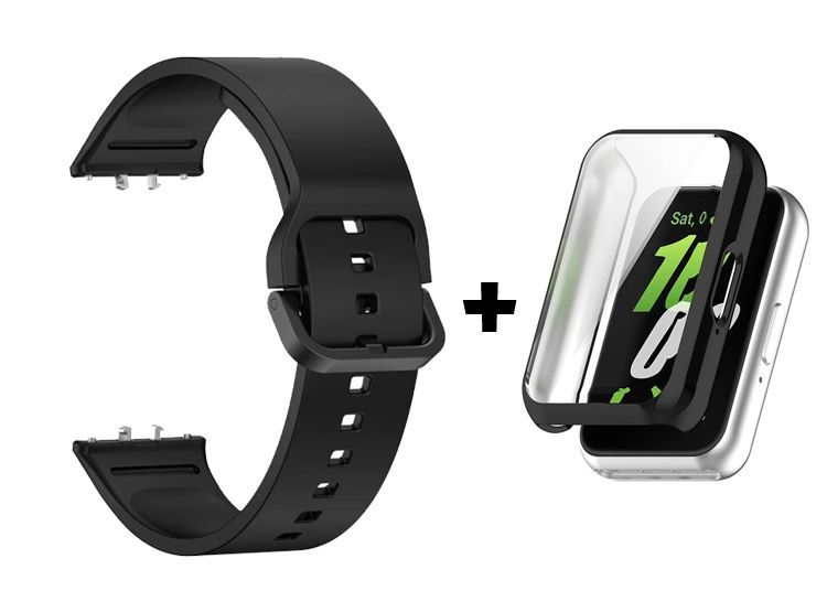 Correa de Silicona + Case Bumper para Samsung Galaxy Fit 3 - Negro