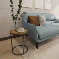 GENERICO - Mesa auxiliar industrial color nogal 40 cm x 60 altura