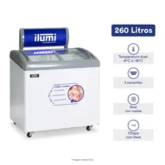 ILUMI - Congelador dual Tapa Vidrio de 260 LTS