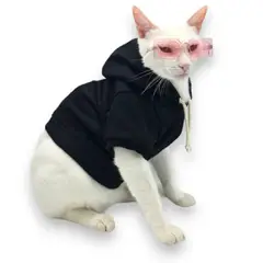 MD - Ropa Capucha polera de algodon para Mascotas - Negro TM -T3