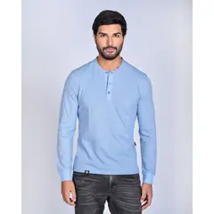 STEALTH - Polo Manga Larga Cuello Henley Hombre