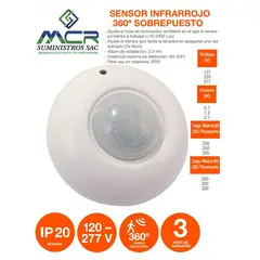 GENERICO - SENSOR O DETECTOR DE MOVIMIENTO CON INFRAROJO PARA INTERIORES