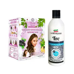 LA BRASILIANA - Shampoo Capilar Tre + Shampoo Cubre Canas Marrón Claro Dexe