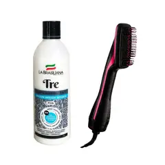 LA BRASILIANA - Shampoo Capilar Tre + Peine Alizador y Secador Rozia