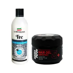 LA BRASILIANA - Shampoo Capilar Tre + Gel Fijador de Cabello Gum Effect Ultra