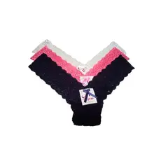 GENERICO - Trusas Encaje Dama L - 3 unidades.