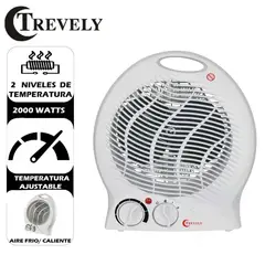 TREVELY - Termoventilador TCH06 Portatil 2000 watts Blanco