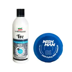 LA BRASILIANA - Shampoo Capilar Tre + Cera Fijadora de Cabello 01 Nishman