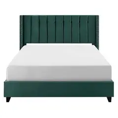 GENERICO - Cama Tapizada Listón con Botones Verde 1.5 Plz