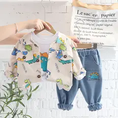 GENERICO - ROPA DE NIÑO DISEÑO DINOSAURIO - 3 PIEZAS